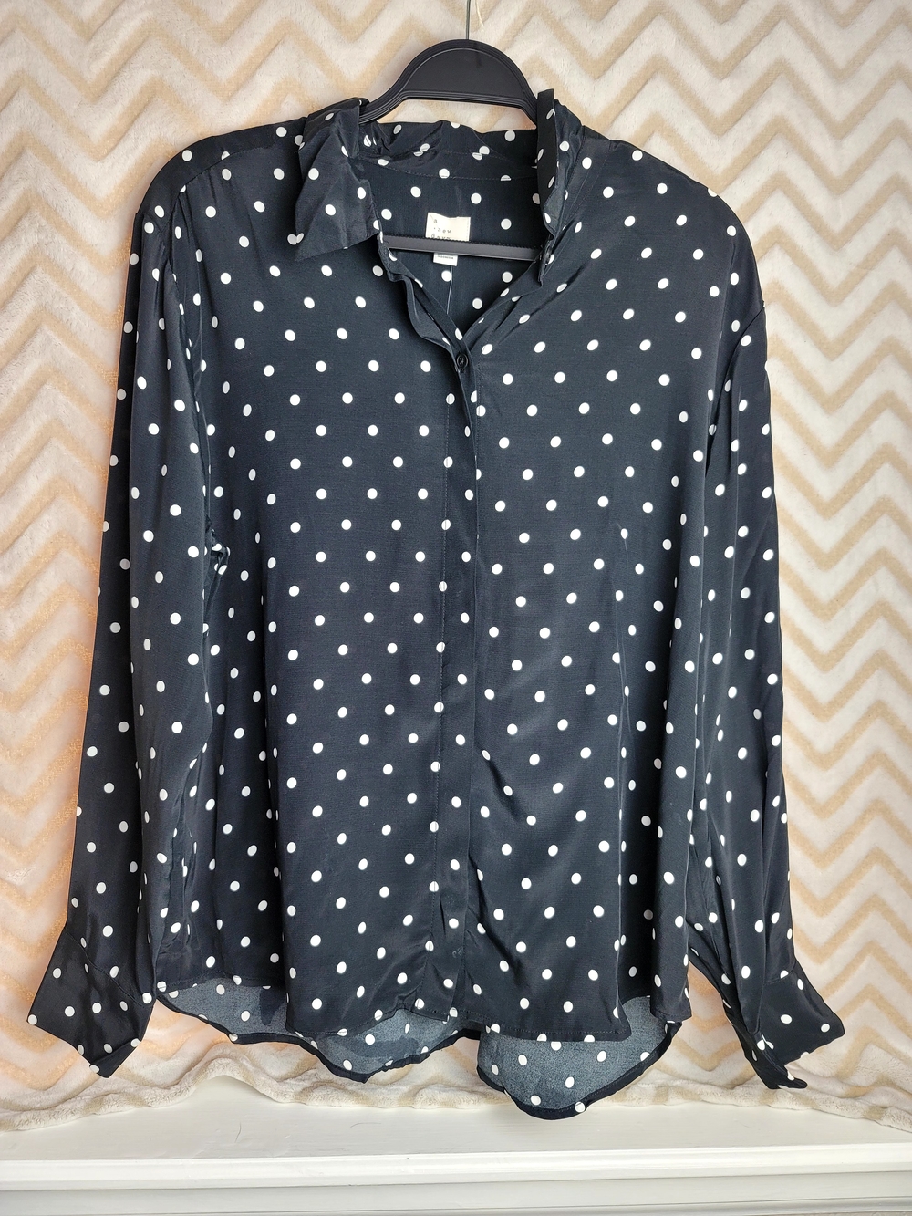 a new day Black and White Polka Dot Button-Down Shirt